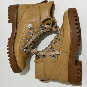 J. Crew Leather Tan Lace-Up Lug Hiking Boots